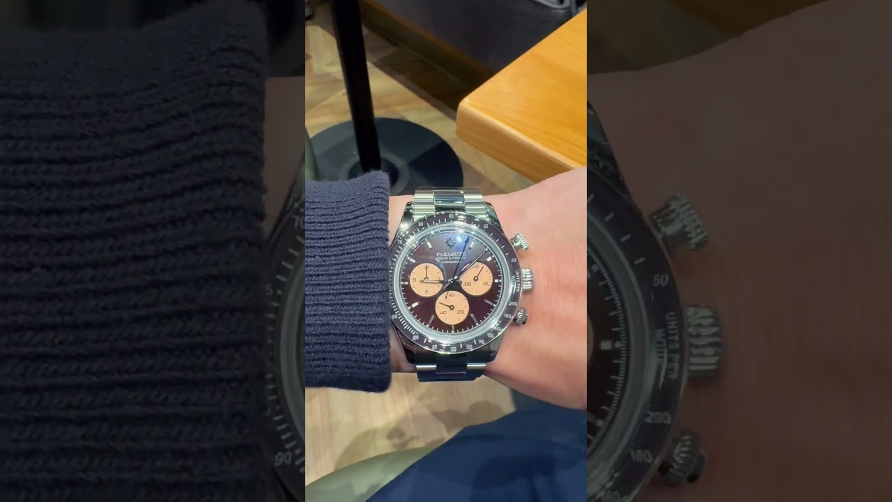 Farasute chronograph - column wheel movement, sapphire bezel, patina dial.