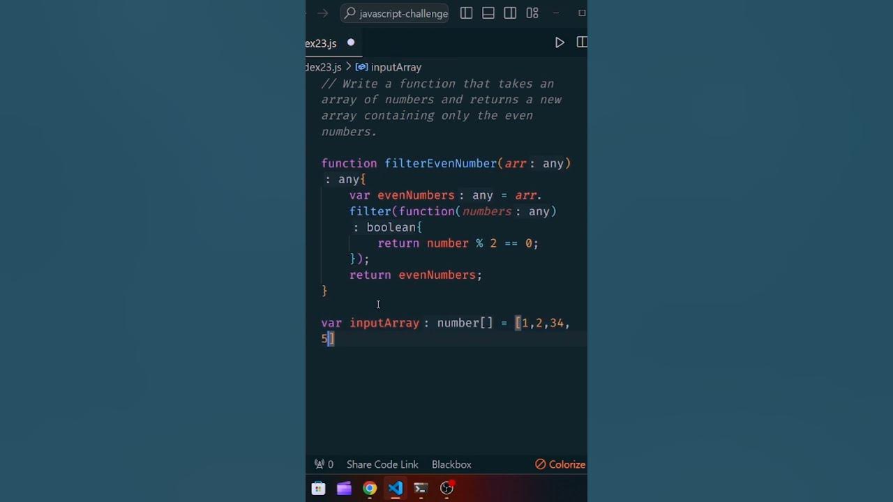 Javascript Machine Coding: Find even numbers in an 1D Array 😮 #shorts # ...