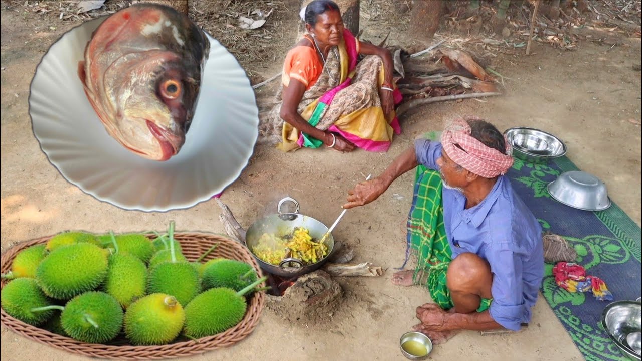 Fish Head Curry with Vegetables: A Traditional Lunch by an Elder Santali Couple
