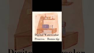 Super easy digital watercolor process! Quick & easy Watercolor painting tips #art #digitalart