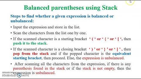 Balanced Parentheses using stack