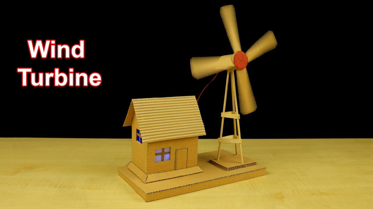 How to Make Working Model of a Wind Turbine from Cardboard - School