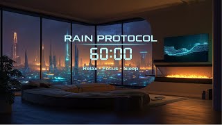 Rainfall Protocol 01: 60-Minute Countdown | Rain on Glass, Fireplace, Thunder & Focus Music