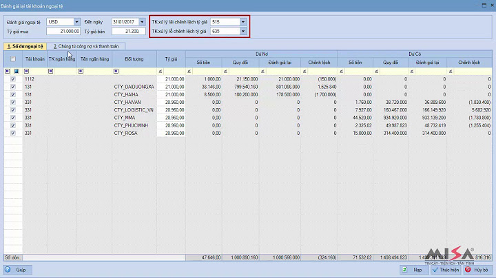Đánh giá số dư ngoại tệ cuối kỳ misa năm 2024