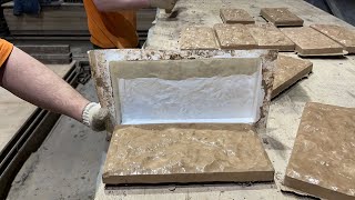 Производство фасадной плитки «Кварц» по технологии «Мрамор из бетона», прокрас Песчаник