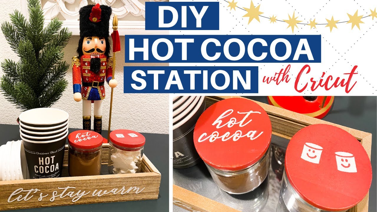 DIY Hot Cocoa stand with 4 crates and poplar wood. Wipe stain with Minwax.  Super easy!