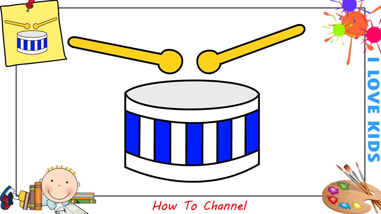 How to Draw a Drum - Really Easy Drawing Tutorial