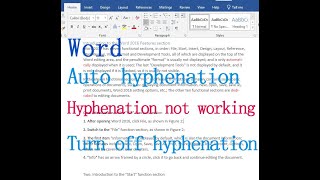 Hyphenation in Word (Automatic, Manual, Turn off and it not working)