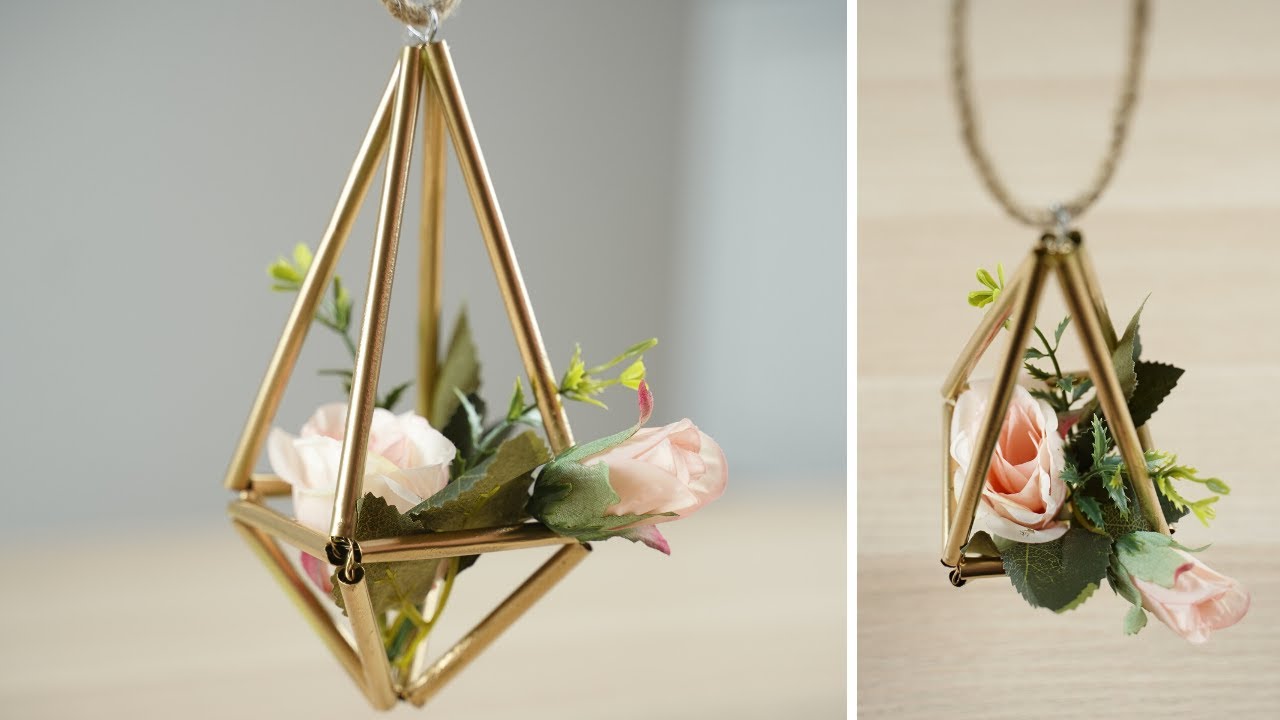 Hanging Geometric Planters DIY - Perfect for Air Plants! 🌱Recycled Straws Craft