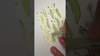 Make watercolor peas | abstract art veggies #cardcreations #watercolorpainting #makeacard #easyart