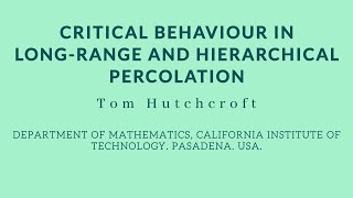 Tom Hutchcroft - Critical behaviour in long-range and hierarchical percolation