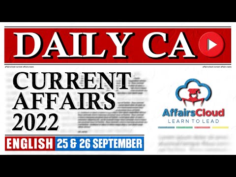 Current Affairs 25 & 26 September 2022 | English | By Vikas Affairscloud For All Exams