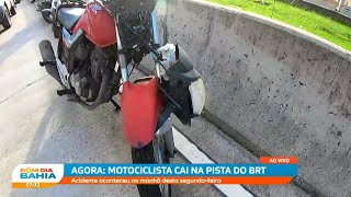 Motociclista cai na pista do BRT: Acidente aconteceu nesta manã de segunda