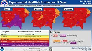NWS Raleigh Routine Briefing, valid Mon Jul 28 - Sun Aug 3, 2025.