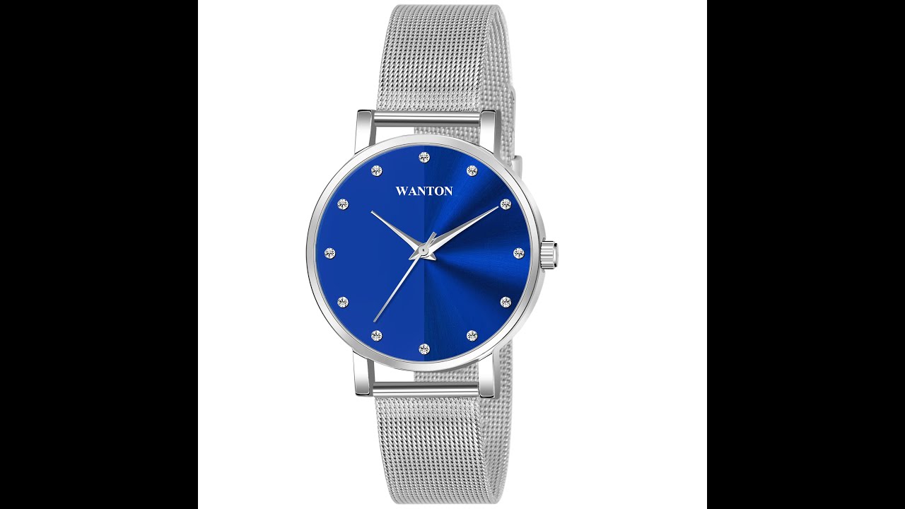 Wanton Watch WANTON Unique Blue dial with silver stainless steel strap watch for ...