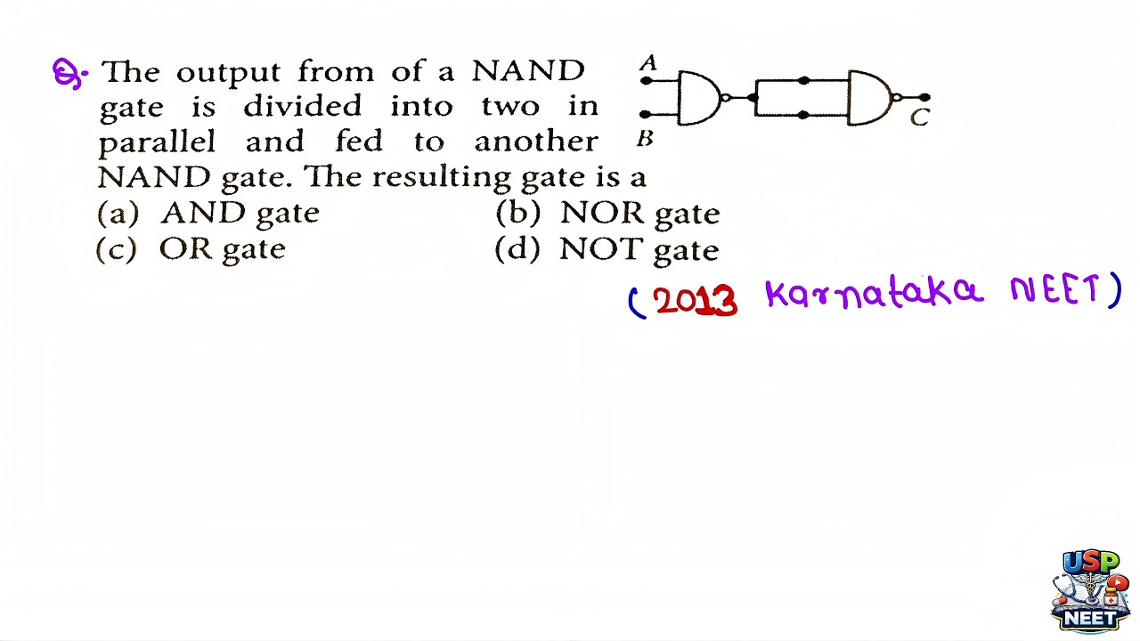 The output from of a NAND gate is divided into two in parallel and fed ...