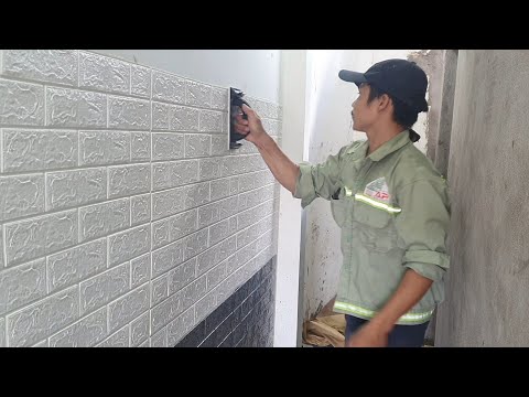 Video Xốp Dán tường 3d giả gạch- xây dựng ốp lát gạch foam... - youtube