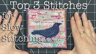 Top 3 Embroidery Slow Stitches Textile Art Crow Collage