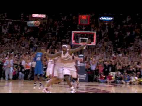 LeBron James hit a 3-pointer at the buzzer to give the Cavs a 96-95 win over the Magic in Game 2 to tie the East finals. Michael Jordan no longer has the most famous buzzer-beater in Cleveland sports history. The Shot has been topped. DETAILS: James dropped a 3-pointer from the top of the key over Orlandos Hedo Turkoglu as the final horn sounded Friday night to give the Cavaliers, their season a heartbeat from major trouble, a 96-95 victory over the Magic that evened the Eastern Conference finals at one game apiece. From 23 feetâmatching his jersey number and JordansâJames hit a shot that will go down as one of the defining moments in a career thats just hitting its stride.