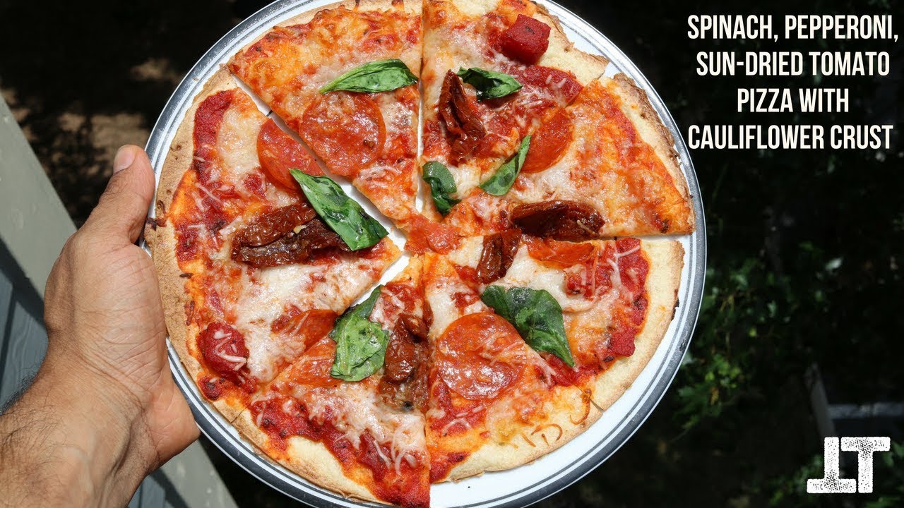 Spinach, Pepperoni, SunDried Tomato Pizza With Cauliflower Crust YouTube