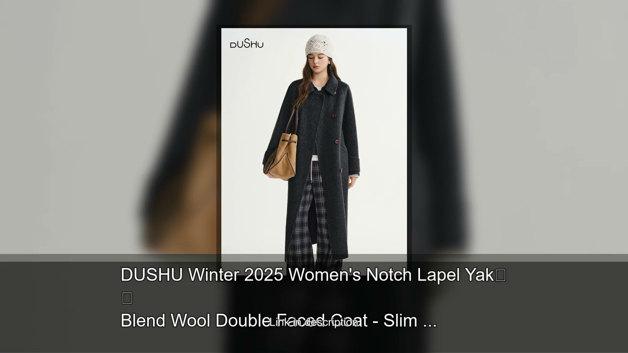 DUSHU Winter 2025 Women's Notch Lapel Yak Blend Wool Double Faced Coat - Slim Fit Elegant Long