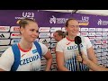 Katrin Brzyszkowská a Martina Mazurová po kvalifikaci koulařek v Bergenu