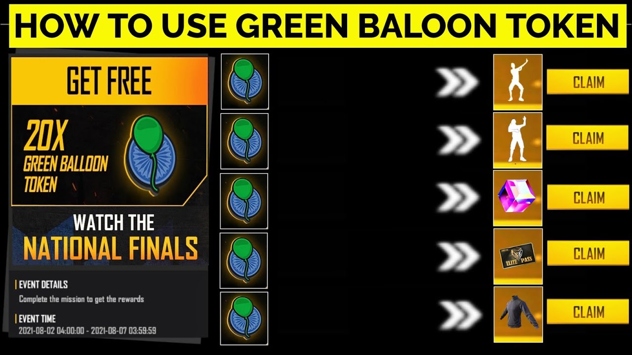 How To Use Green Balloon Token in Free Fire | 15 August Rewards Free Fire | Free Fire New Event