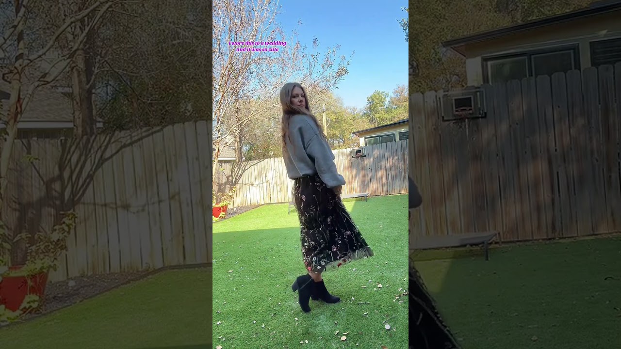 Boho Floral Embroidered Tulle Skirt 