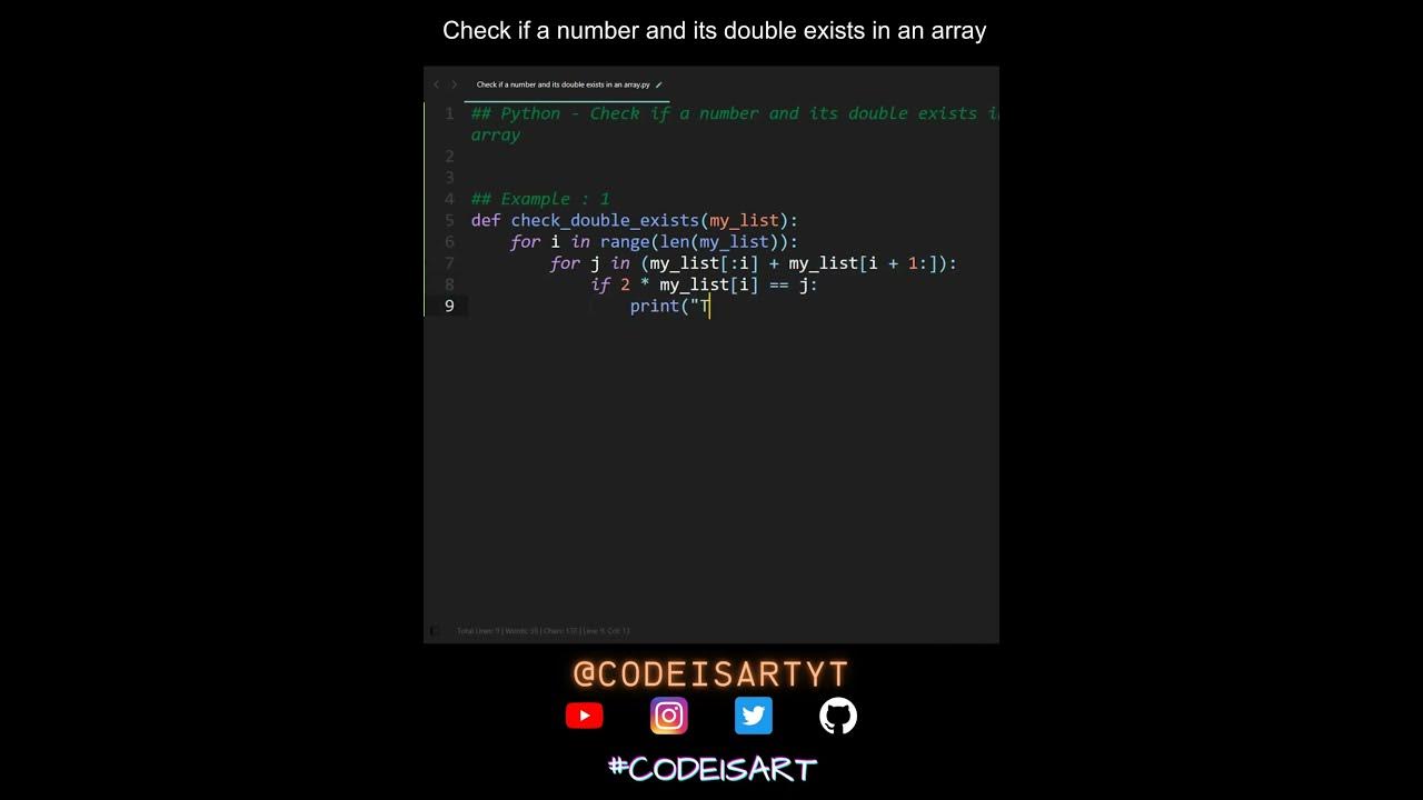 Check if a number and its double exists in an array in Python | Python ...