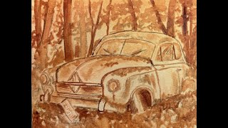 Abandoned Vehicle Oil Painting  Vlog and Tutorial Part 1: The Sketch