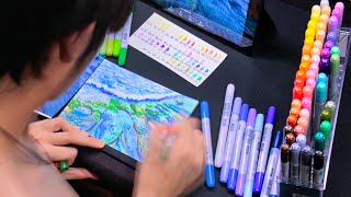 裸體麥克筆 | 台灣珊瑚礁 Too Copic ciao 72A Coral Beach (No.36 Draw time lapse