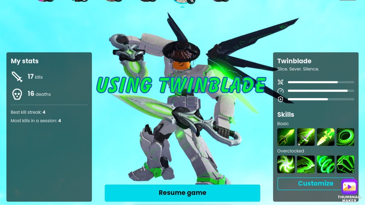 Using Twinblade in (Mech showdown)