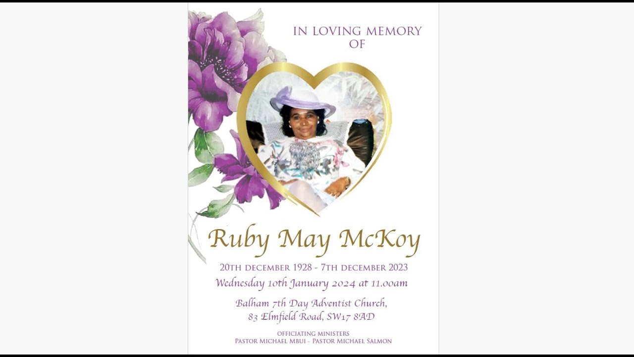 Funeral Service of Ruby May McKoy - YouTube