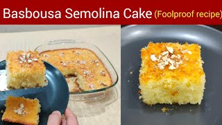 Basbousa easy middle eastern semolina cake recipe @NadiyaTanvir 