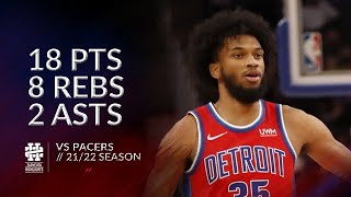 Marvin Bagley 18 pts 8 rebs 2 asts vs Pacers 21\/22 season