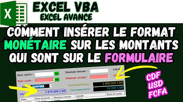 Comment mettre ou insérer le format monétaire sur le formulaire de saisie excel avancé franc dollar