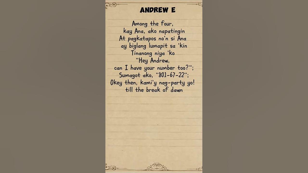 Andrew Ford Medina / Andrew E. ( lyrics )  #song #music #lyrics #remix #andrewe #fyp #oldsong