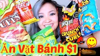 Trying American Snacks | Thử Đồ Ăn Vặt Bánh Mỹ 1 Đô ♡ BeeSweetiee