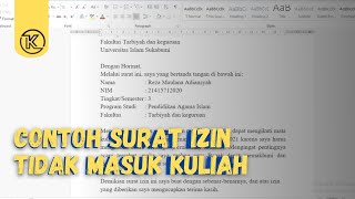 CONTOH SURAT IZIN TIDAK MASUK KULIAH
