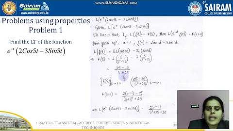 LECTURE VIDEO 18MAT31 Module 1 Laplace transforms 2 Dr Gangavathi P