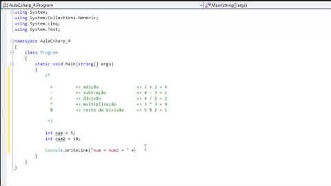Aula C# 4 parte 1 - Operadores
