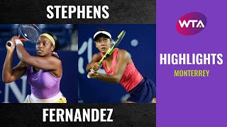 Sloane Stephens vs. Leylah Fernandez | 2020 Monterrey Second Round | WTA Highlights
