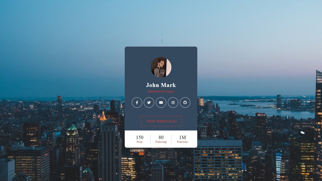 How to Make Professional Profile Card HTML and CSS Tutorial | Web ...