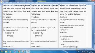 Class 11 IP Ch 5 List Programs, Print And Sum Even & Odd Values