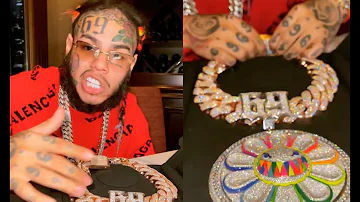 6ix9ine Spends $1M On Double Baguette Spinning VVS Chain