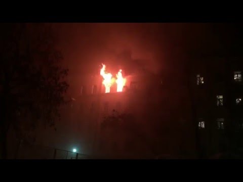 Пожар в центре Казани 10.02.2016 часть 1. Горит квартира