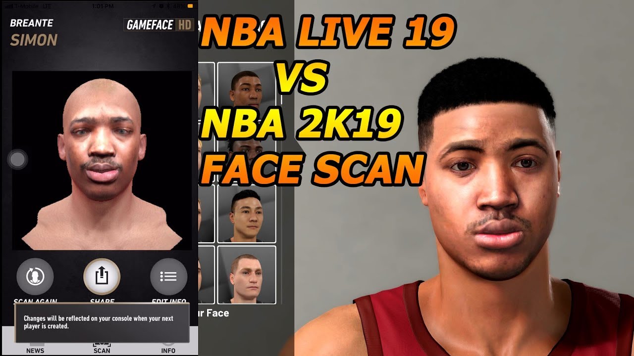 NBA LIVE 19 FACE SCAN VS NBA 2K19 FACE SCAN (PS4)