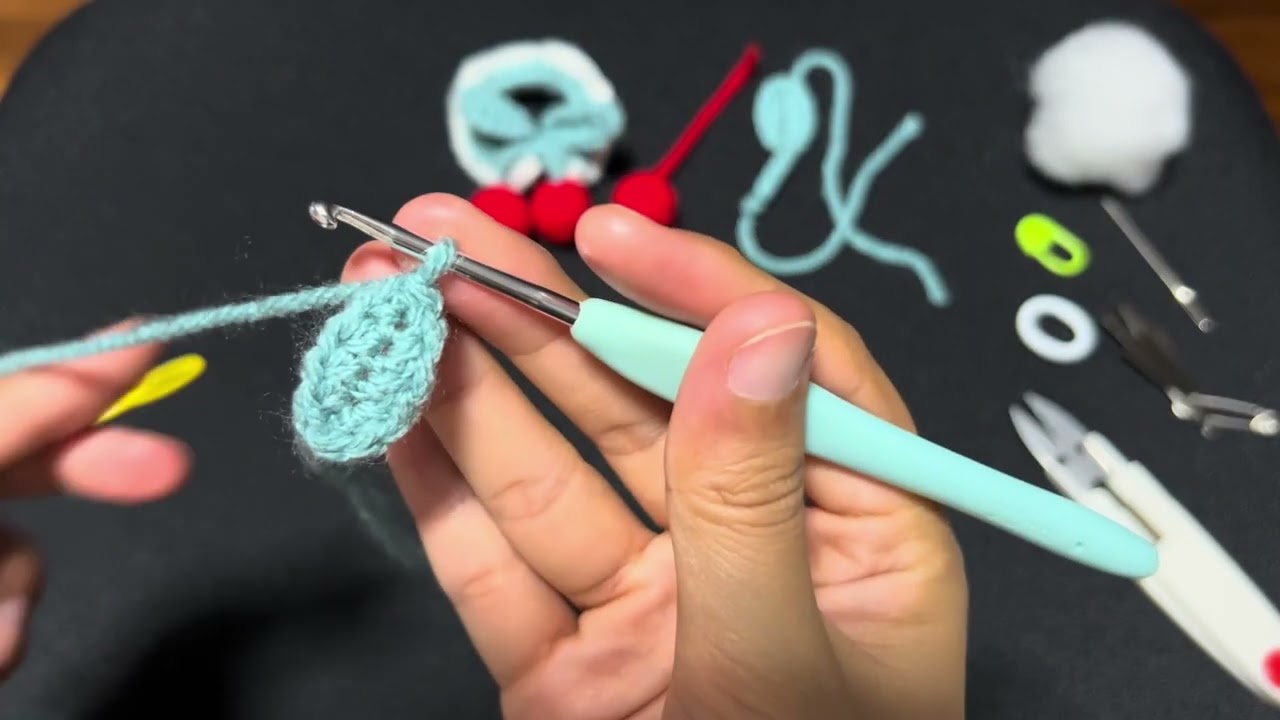How to Crochet a Mini Cherry Scrunchie 🍒 | Easy Step-by-Step Tutorial