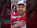 Norway World Cup fans party and perform "Viking Row" chant despite heavy rain