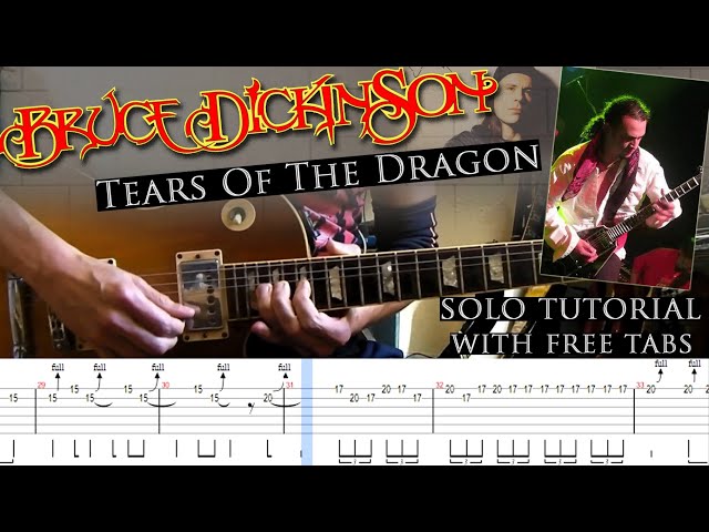 Bruce Dickinson - Tears Of The Dragon guitar solo lesson (with tablatures and backing tracks) class=